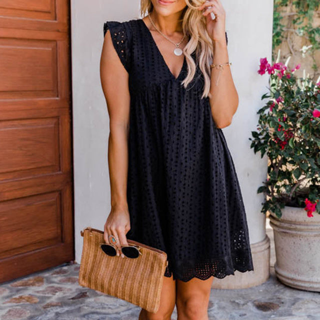 V-Neck Cotton Dress