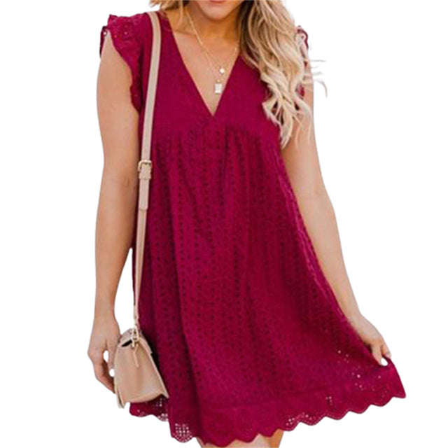 V-Neck Cotton Dress