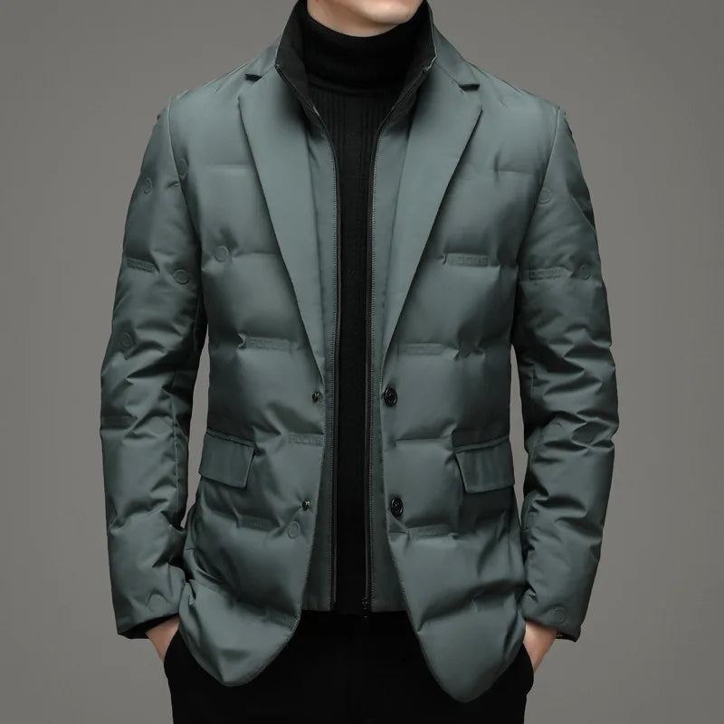 Men's Winter Faux Two-Piece Warm Blazer